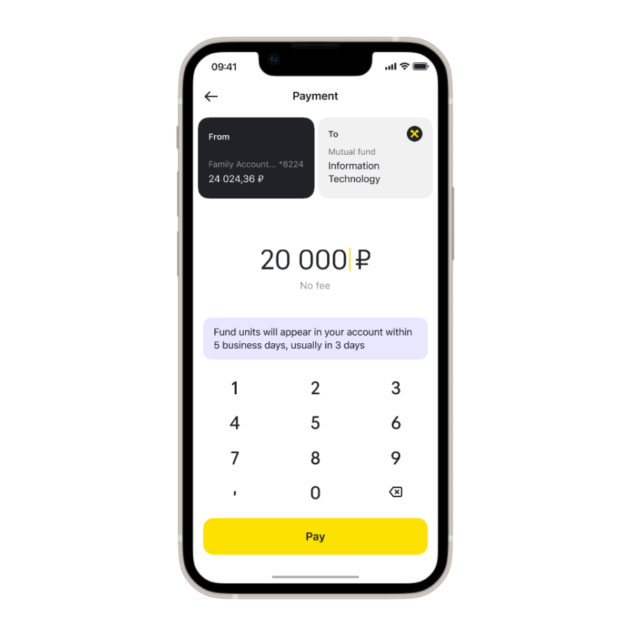Payment screen after redesign