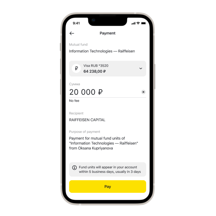 Payment screen before redesign